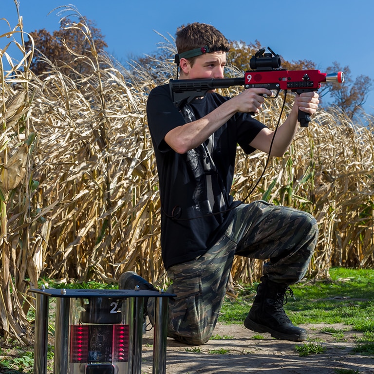 Corn maze laser tag